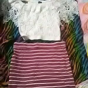 Skirt and belly shirt set